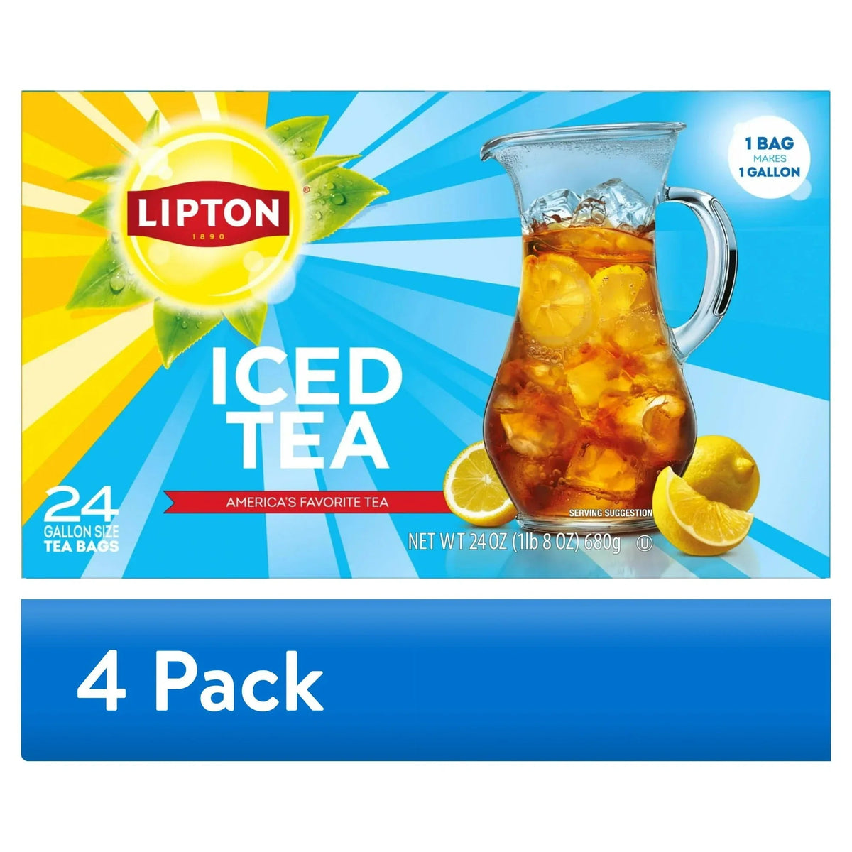 Lipton Iced Black Tea, Gallon Size Tea Bags, 24 Count