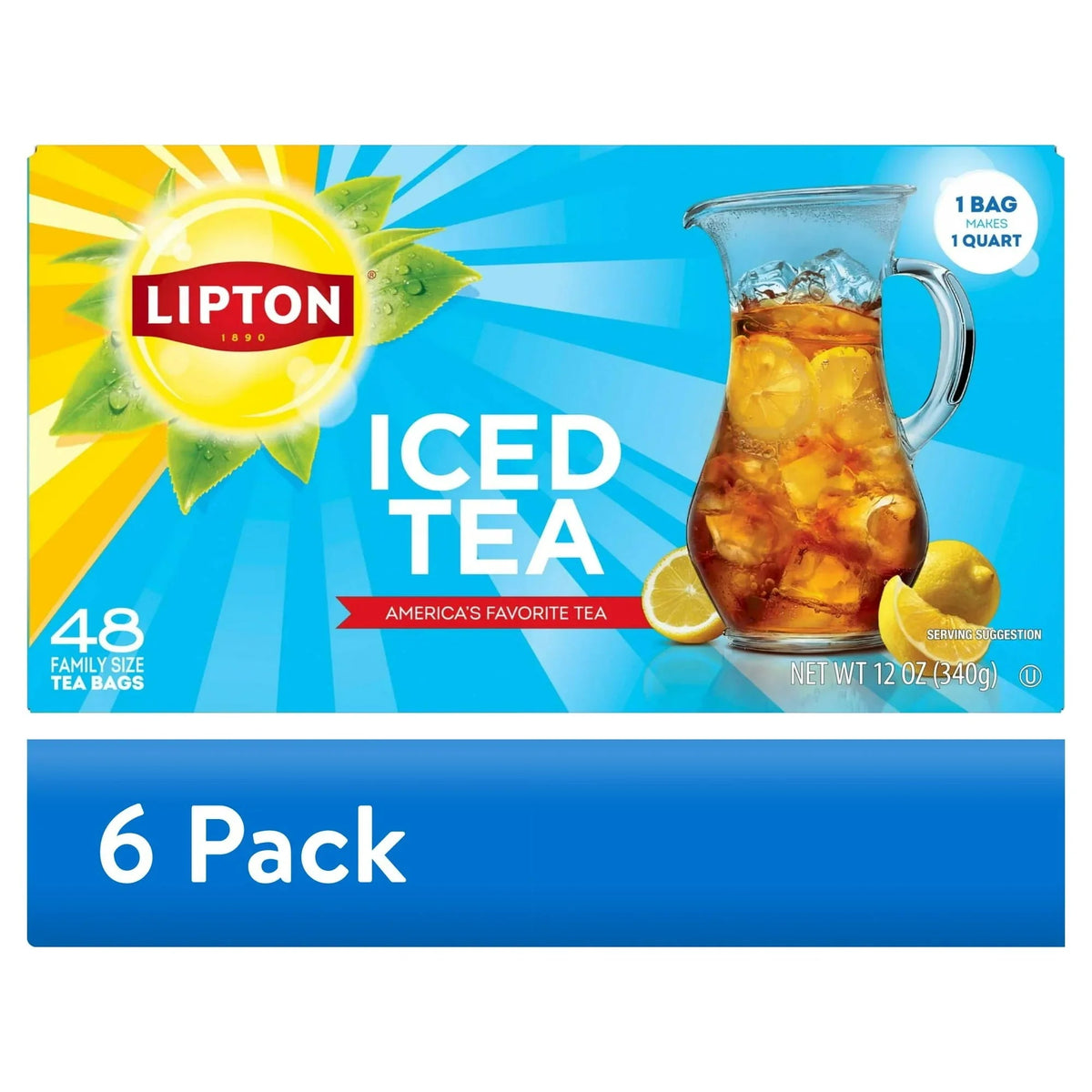 Lipton Iced Black Tea, Family Size Tea Bags, 48 Count