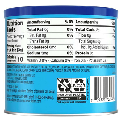 Lipton Zero Sugar Iced Tea Mix, Raspberry Flavor Black Iced Tea, Makes 10 Quarts (select size)