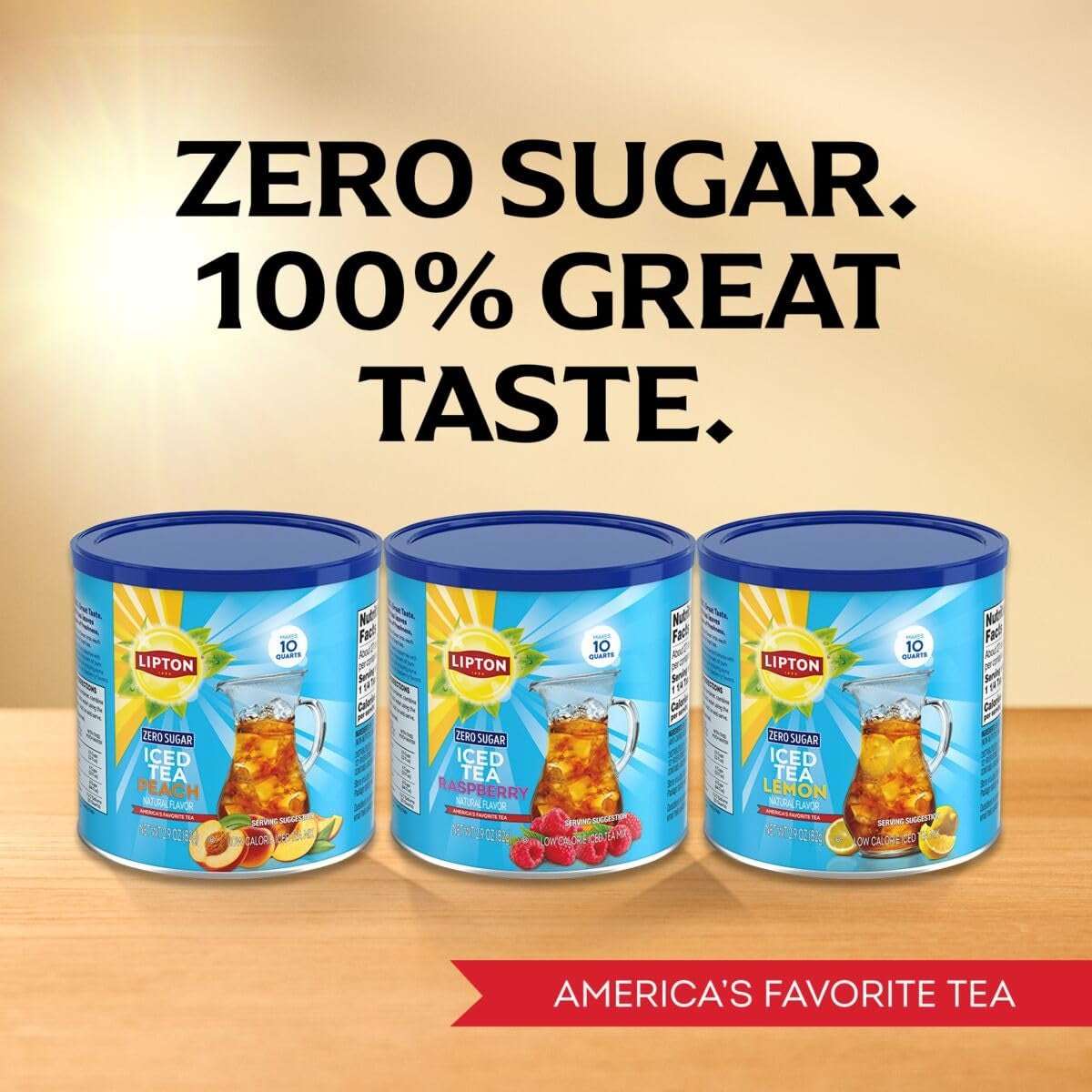 Lipton Zero Sugar Iced Tea Mix, Raspberry Flavor Black Iced Tea, Makes 10 Quarts (select size)