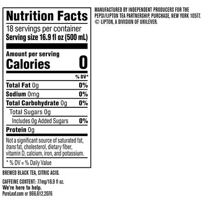 Lipton Pure Leaf Unsweetened Iced Black Tea, 18 pk./16.9 oz.