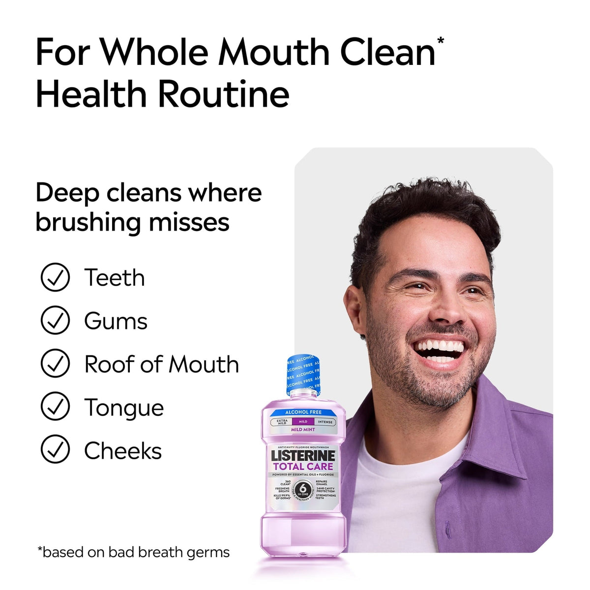 Listerine Total Care Alcohol-Free Mild Mouthwash/Mouth Rinse, Mild Mint, 500 mL (PACK OF 3 )