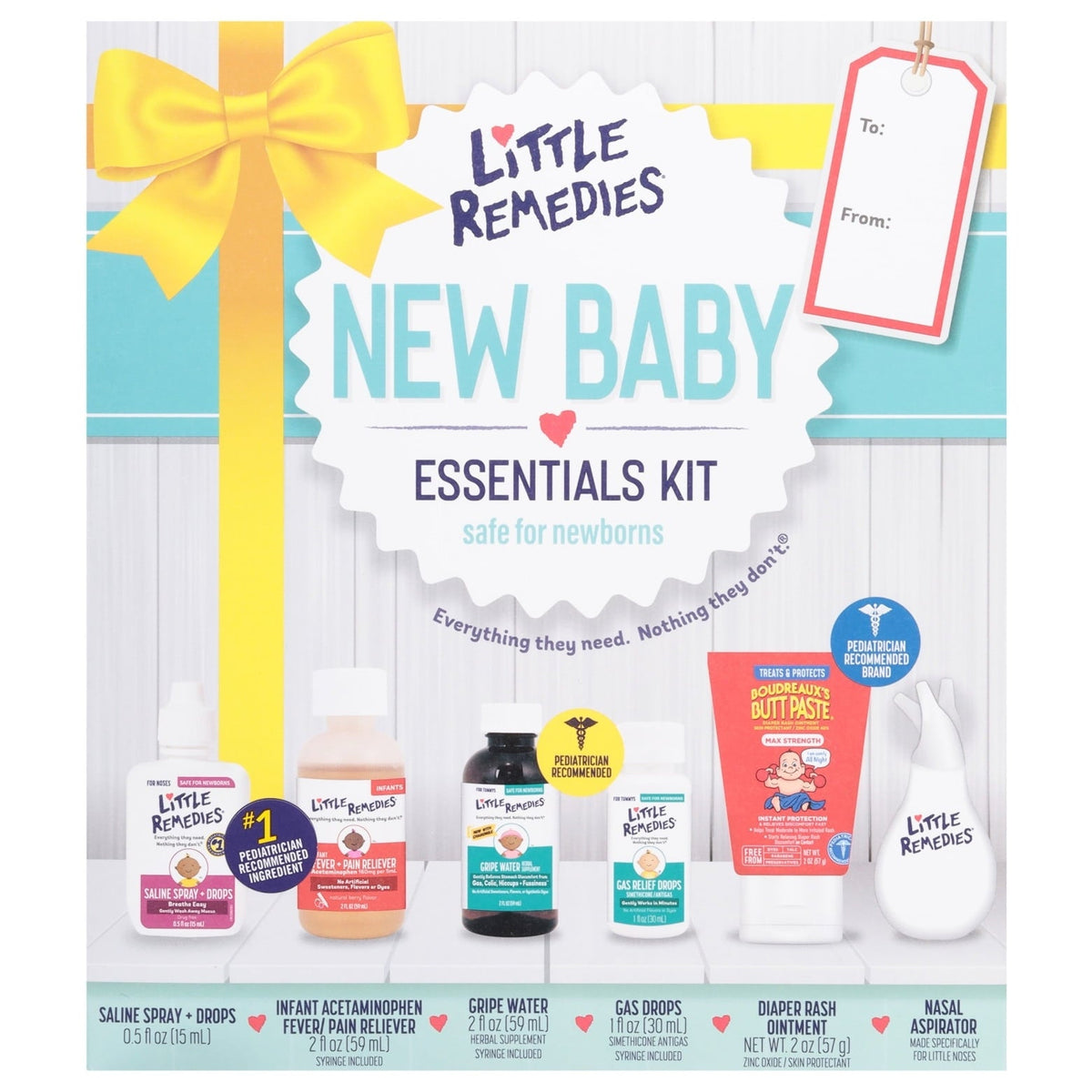Little Remedies New Baby Essentials Kit, 6 Piece Kit for Baby's Nose and Tummy, Infant Relief