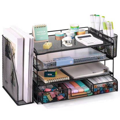 Livhil Desktop Organizer 4-Tier Desk Organizers Sets and Storage, File Organizers for Desk Drawer Organizer, Paper Organizer for Desk