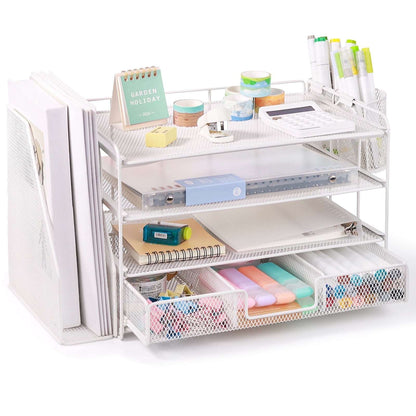 Livhil Desktop Organizer 4-Tier Desk Organizers Sets and Storage, File Organizers for Desk Drawer Organizer, Paper Organizer for Desk