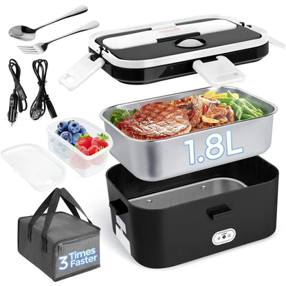 Livhil Electric Lunch Box Food Heater, Portable Food Warmer, Hot Lunch Warmer Heated Lunch Box for Adults, 60W 1.8L 12V-24V 110V Stainless Steel Container Portable Food Heater (Green+Royal Blue)