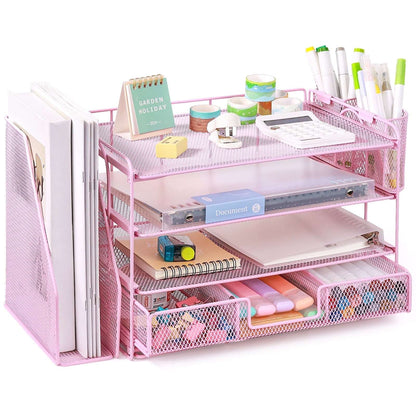 Livhil Desktop Organizer 4-Tier Desk Organizers Sets and Storage, File Organizers for Desk Drawer Organizer, Paper Organizer for Desk