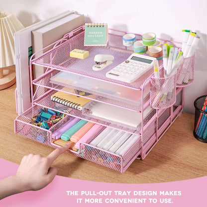 Livhil Desktop Organizer 4-Tier Desk Organizers Sets and Storage, File Organizers for Desk Drawer Organizer, Paper Organizer for Desk