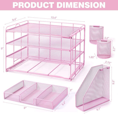 Livhil Desktop Organizer 4-Tier Desk Organizers Sets and Storage, File Organizers for Desk Drawer Organizer, Paper Organizer for Desk