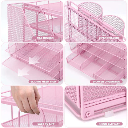 Livhil Desktop Organizer 4-Tier Desk Organizers Sets and Storage, File Organizers for Desk Drawer Organizer, Paper Organizer for Desk