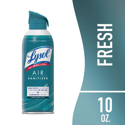 Lysol Air Sanitizer Spray, Air Sanitizer and Bacterial Odor Eliminating, Simple Fresh, 10 fl oz