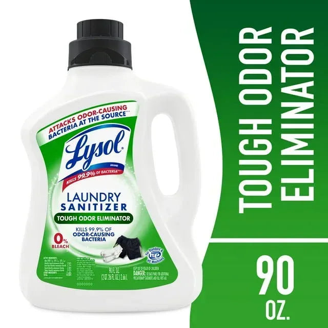 Lysol Tough Odor Eliminator Laundry Sanitizer Additive, 0% Bleach, Eliminates Odor Causing Bacteria, 41oz