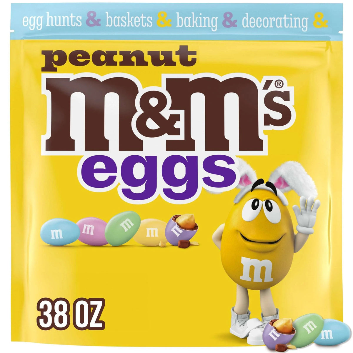 M&M's Peanut Eggs Milk Chocolate Pastel Easter Candy Assortment - 10 oz Bag