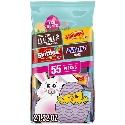 M&M's, Skittles, Snickers, & Starburst Easter Basket Stuffers Variety Pack - 55 Ct Bulk Bag