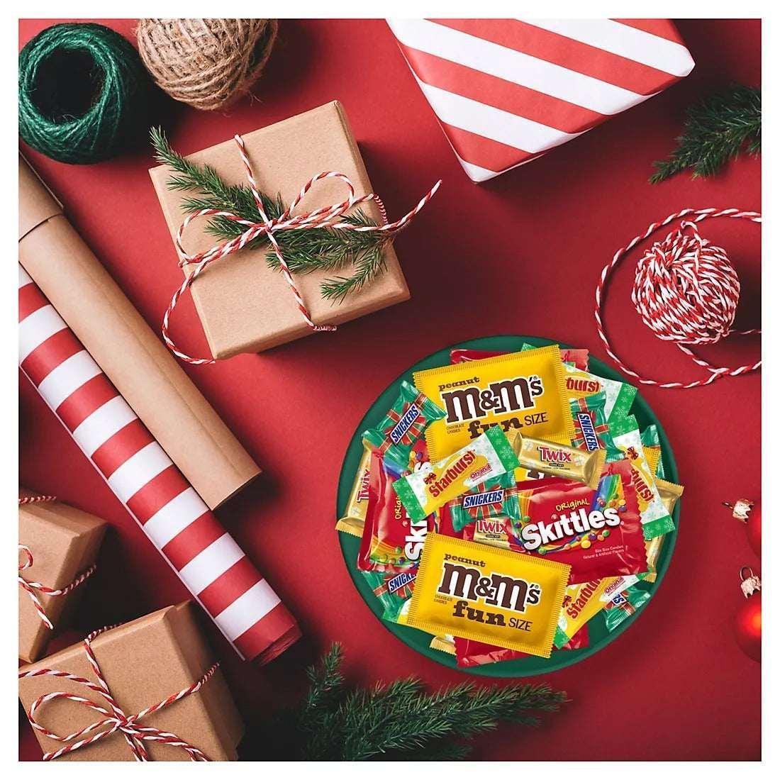M&amp;M's, Snickers, Twix, Skittles &amp; Starburst Christmas Candy Stocking Stuffers, 185 ct.