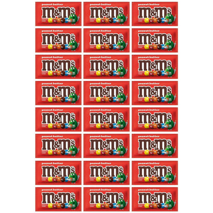 M&M's Chocolate Candy, Peanut Butter, Full Size 1.63 oz, 24-count