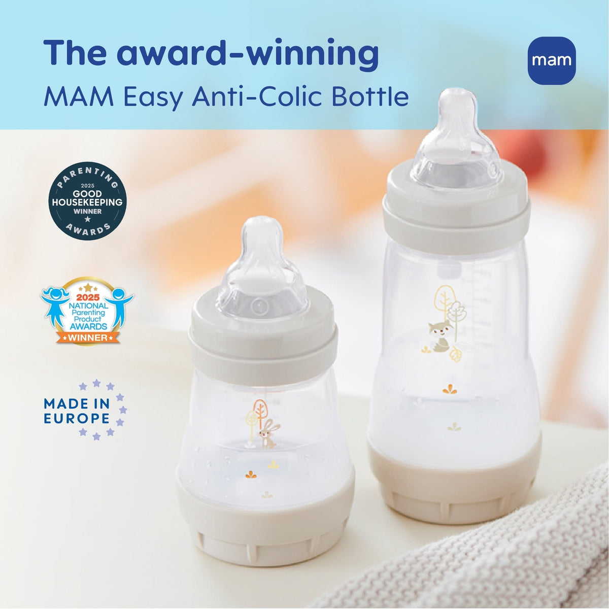 MAM ESAC 9oz Multi Color Boy, 4 Pack