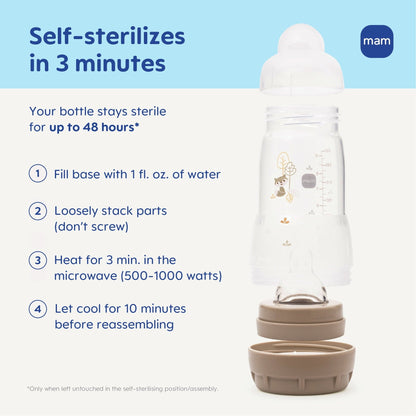 MAM Easy Start Anti-Colic Bottle 5 oz, 1 Pack- Linen