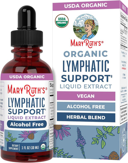 MARYRUTH'S Lymphatic Support Liquid Drops | USDA Organic | Herbal Blend with Echinacea & Elderberry | Blue Vervain | Yarrow Leaf | Vegan | Alcohol-Free | Non-GMO | CLP Certified | 1 oz | 30 Servings