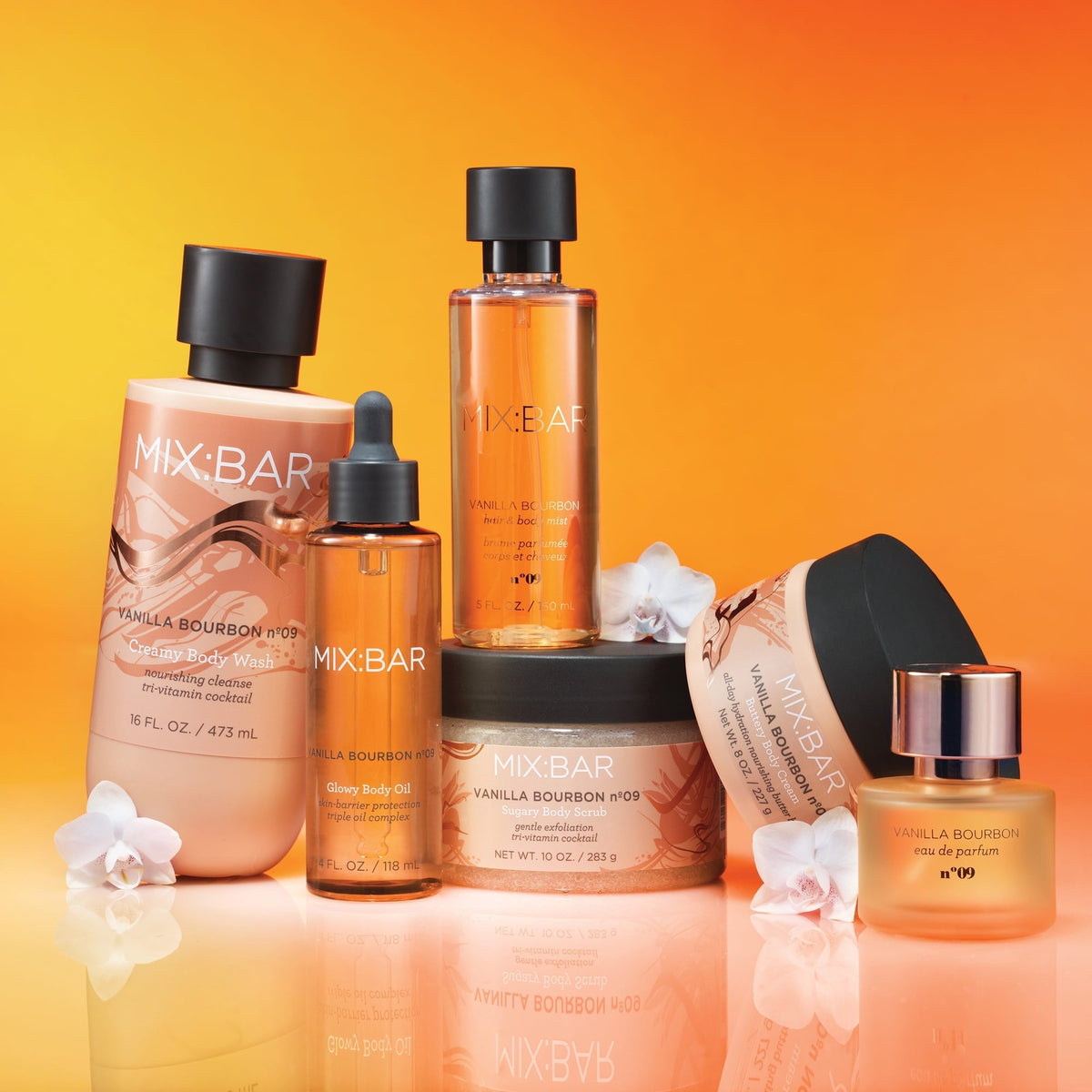 MIX:BAR Vanilla Bourbon Body Wash with Vitamin E and Niacinamide, 16fl oz