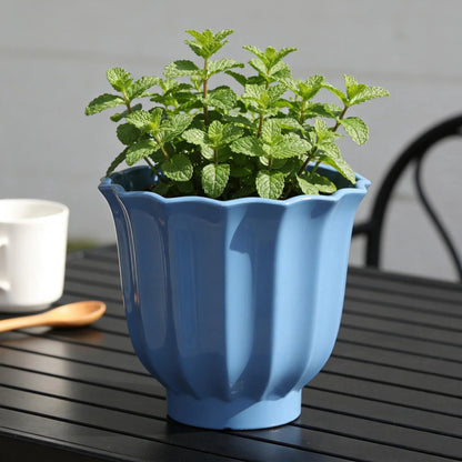 Mainstays Lillian Round Blue Paradise 100% Recycled Resin Planter