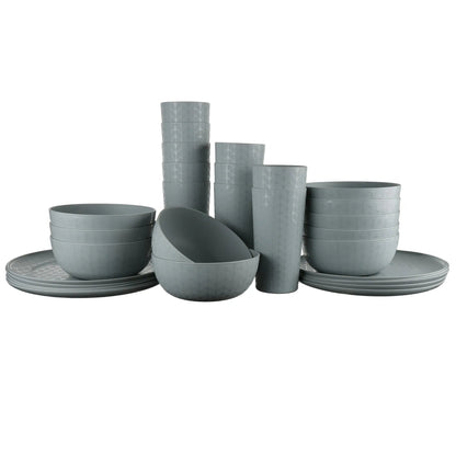 Mainstays 30-Piece Plastic Braided Pattern Dinnerware Bundle Set, Navy