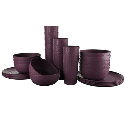 Mainstays 30-Piece Plastic Braided Pattern Dinnerware Bundle Set, Navy