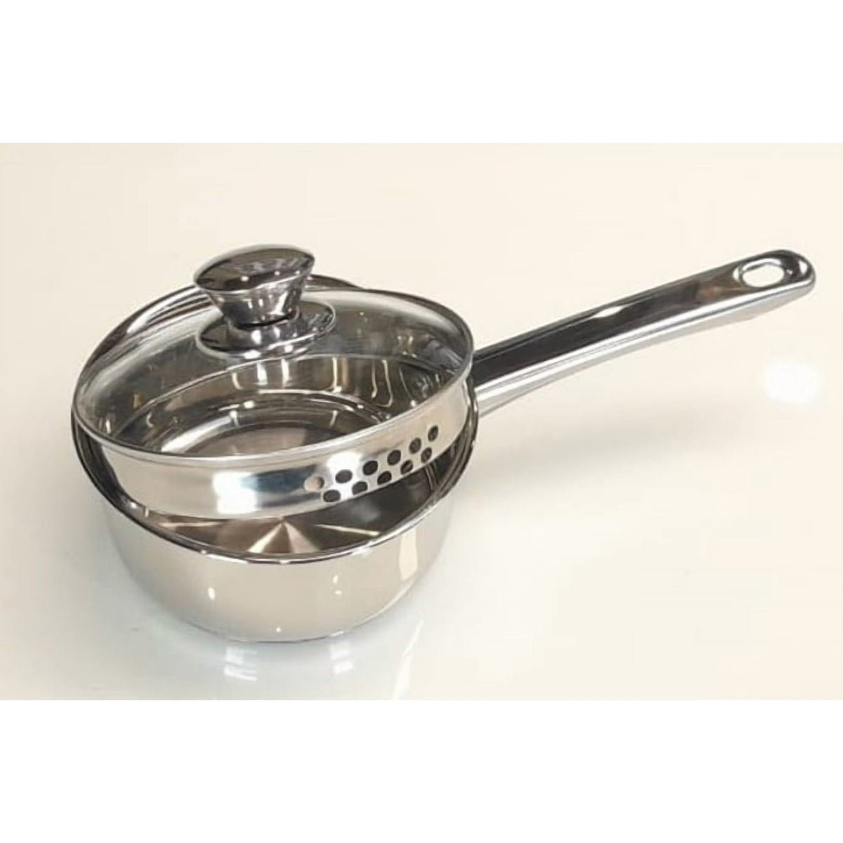 Mainstays 3QT Stainless Steel Saucepan with Straining Lid