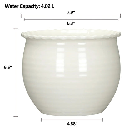 Mainstays Brooke Round Vanilla Dream 100% Recycled Resin Planter