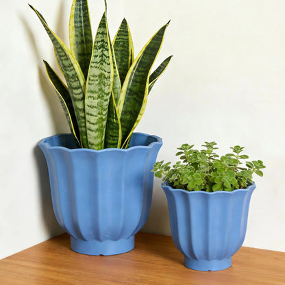 Mainstays Lillian Round Blue Paradise 100% Recycled Resin Planter