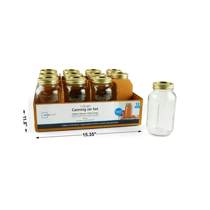 Mainstays Mason Jars, Regular Mouth Half Pint Canning Jars with Lids and Rings, 12-Pack Small Glass Jars for Home Canning and Preserving