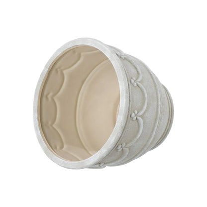 My Texas House Ceramic Retro Planter, Wave Embossed, Cream