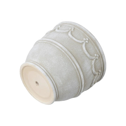 My Texas House Ceramic Retro Planter, Wave Embossed, Cream