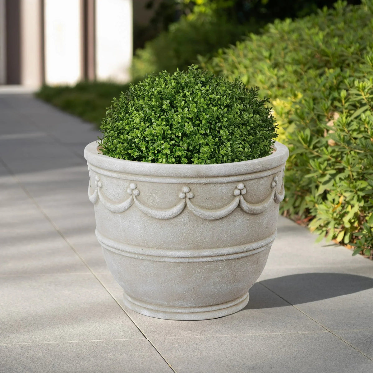My Texas House Ceramic Retro Planter, Wave Embossed, Cream