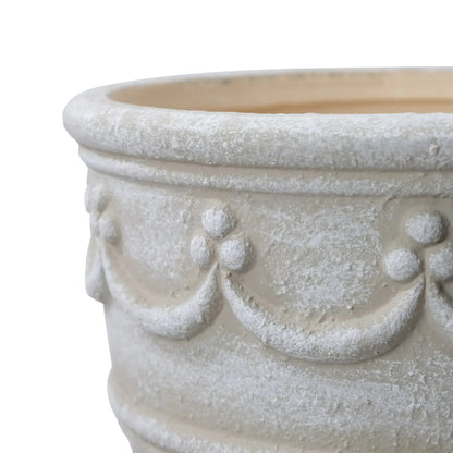 My Texas House Ceramic Retro Planter, Wave Embossed, Cream