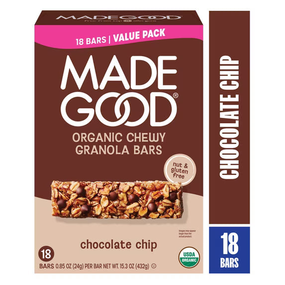 MadeGood Chocolate Chip Granola Bars Value Pack 18CT