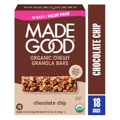 MadeGood Chocolate Chip Granola Bars Value Pack 18CT