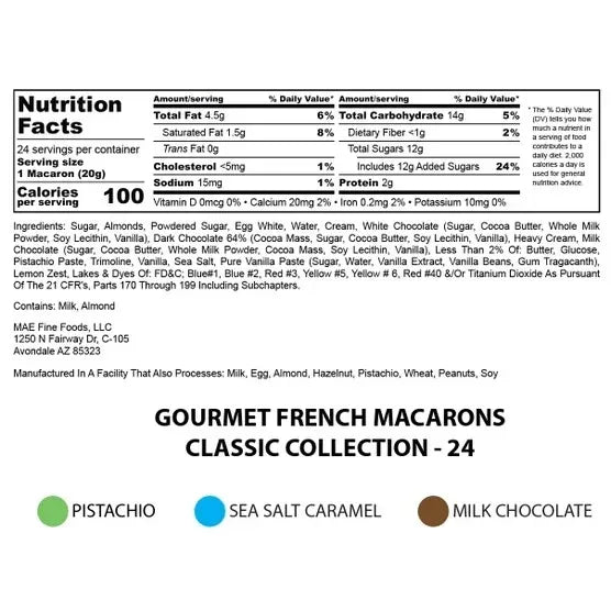 Mae Fine Foods Bonbon & Macron Classic Tasting Collection,Tray Bundle, 72 Pieces Total