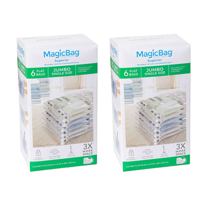 MagicBag Jumbo Vacuum Storage Bags, 4 Pack Flat Compression Bags for Bedding, Space Saving & Airtight