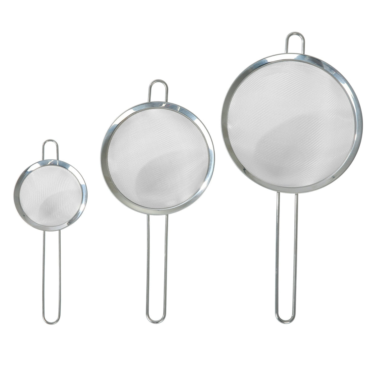 Mainstays 3 Pack Premium Stainless Steel Fine Mesh Strainers, 4", 6", and 8", Silver