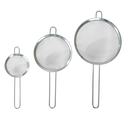 Mainstays 3 Pack Premium Stainless Steel Fine Mesh Strainers, 4", 6", and 8", Silver