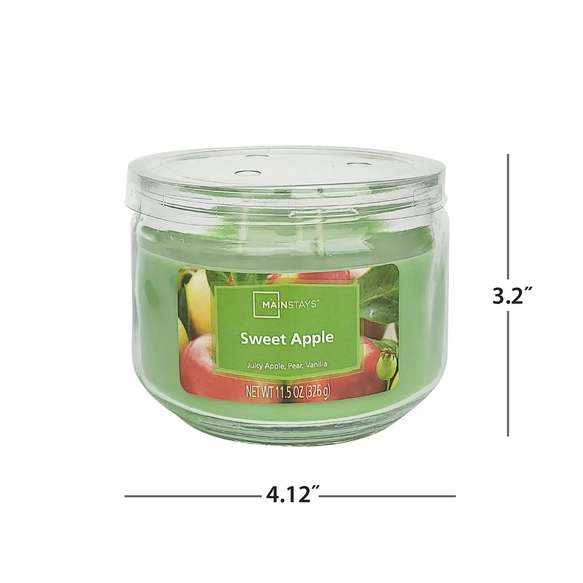 Mainstays 3-Wick Glass Jar Candle, Sweet Apple, Green, 11.5 oz