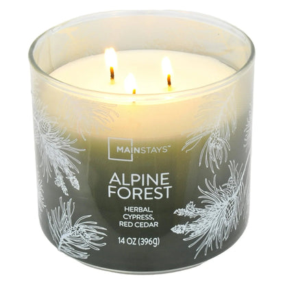 Mainstays 3-Wick Ombre Wrapped Alpine Forest Scented Candle, 14 oz