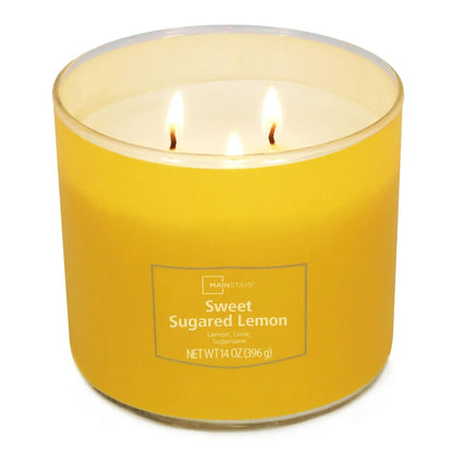 Mainstays 3-Wick Textured Wrap Sweet Sugared Lemon, 14-Ounce