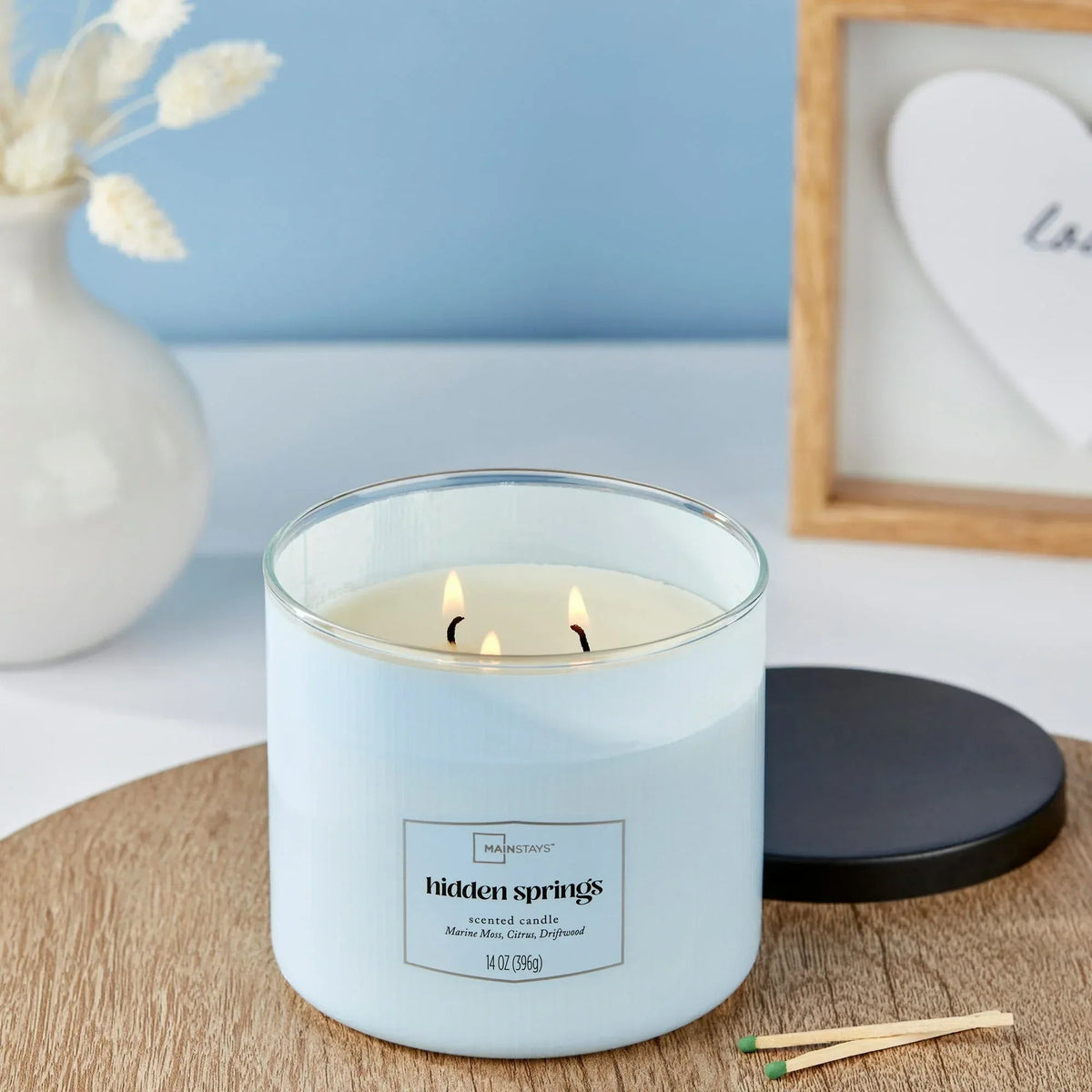 Mainstays 3 Wick Textured Wrapped Hidden Springs Candle, 14 Ounce