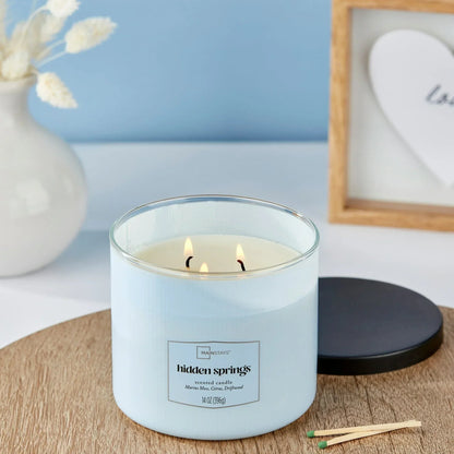 Mainstays 3 Wick Textured Wrapped Hidden Springs Candle, 14 Ounce