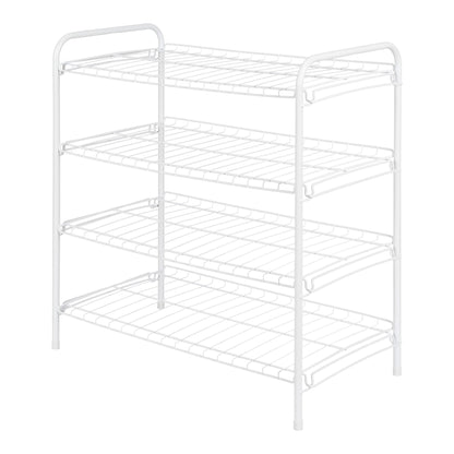 Mainstays Steel Wire Shoe Organizer, 4-Tiers, 12 Shoe Pair Capacity, Durable Shoe Rack, White