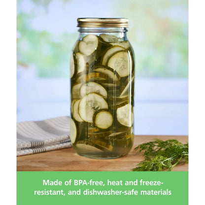 Mainstays 64 oz Mason Jars, Wide Mouth Half Gallon Canning Jars with Lids and Rings, 6-Pack Extra Large Glass Jars for Home Canning and Pantry Storage