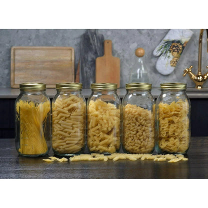 Mainstays 64 oz Mason Jars, Wide Mouth Half Gallon Canning Jars with Lids and Rings, 6-Pack Extra Large Glass Jars for Home Canning and Pantry Storage