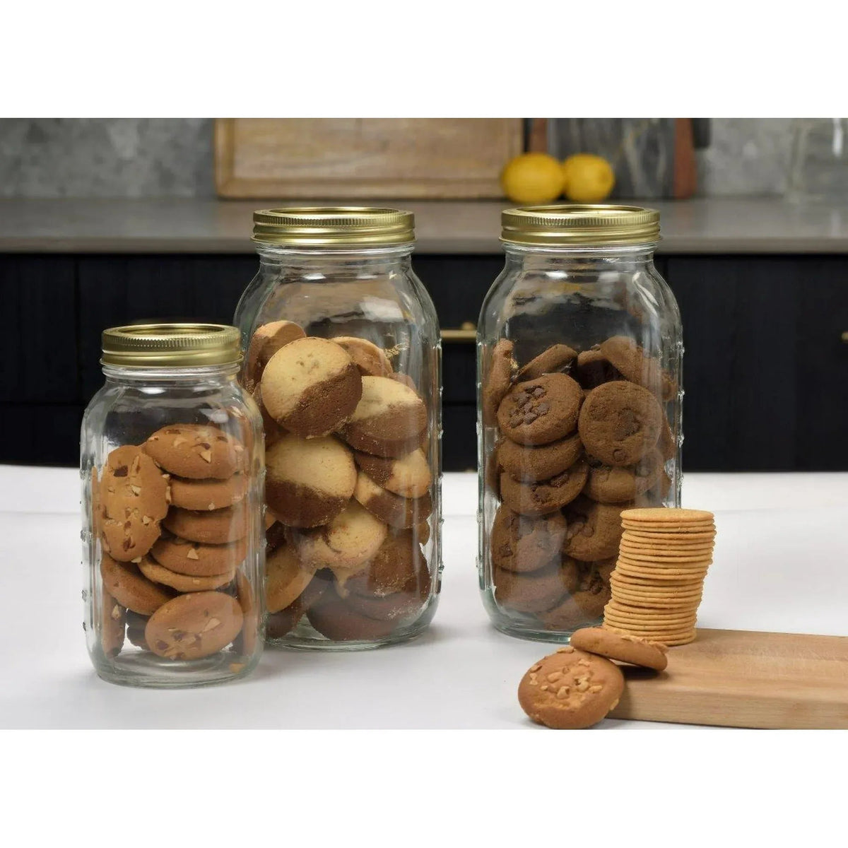 Mainstays 64 oz Mason Jars, Wide Mouth Half Gallon Canning Jars with Lids and Rings, 6-Pack Extra Large Glass Jars for Home Canning and Pantry Storage